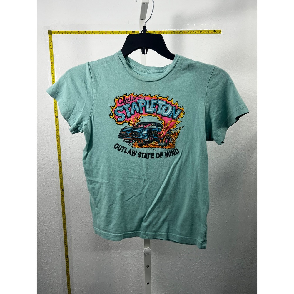 Chris Stapleton Outlaw State of Mind Graphic T-Shirt Teal Green Short Sleeve‎ XS